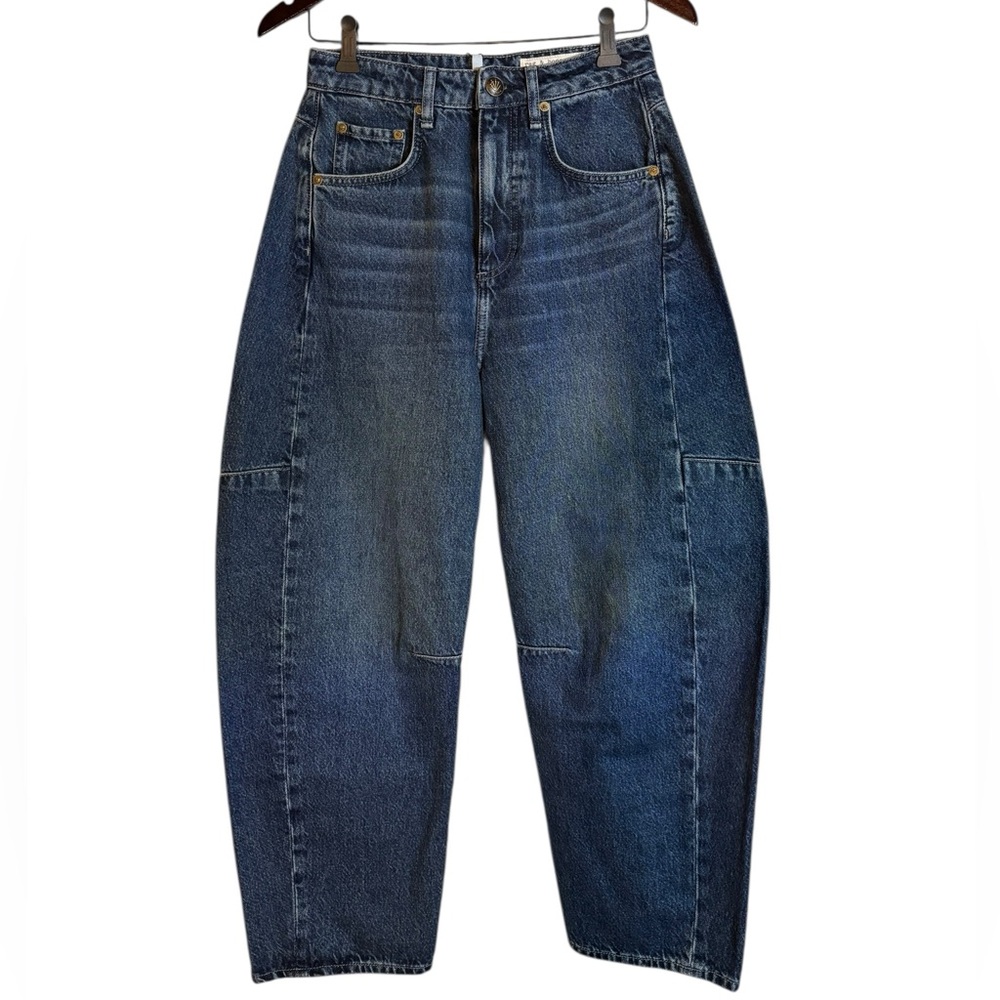 Rag & Bone Blue High-Rise Wide-Leg Jeans The Shea Barrel - Picture 8 of 10